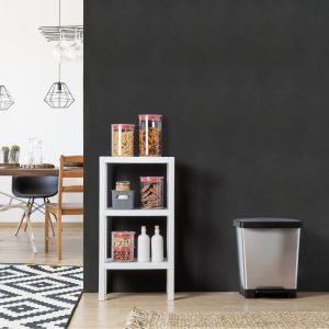 25 l metallic kitchen trash can with retractable pedal