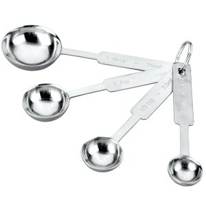 Set of 4 stainless steel measuring spoons