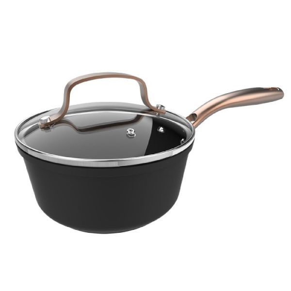 Forged aluminum saucepan with glass lid (1.3 l)