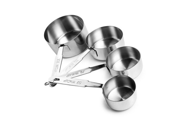 Set de 4 cazos medidores de acero inoxidable