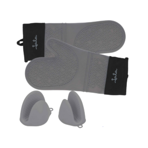 Set de guante y pinza protectores de calor de silicona platino