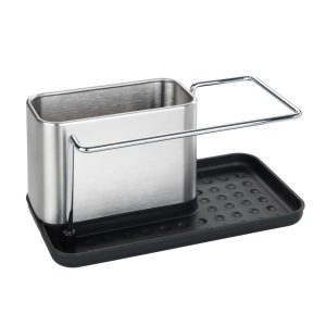 Organizador de fregadero de acero inoxidable y plástico