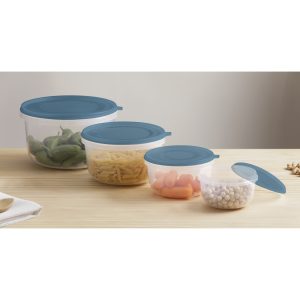 Set de 4 contenedores redondos con tapa flexible