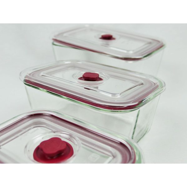 Set de 3 tuppers rectangulares de vidrio de borosilicato con tapa de vacío - Imagen 7