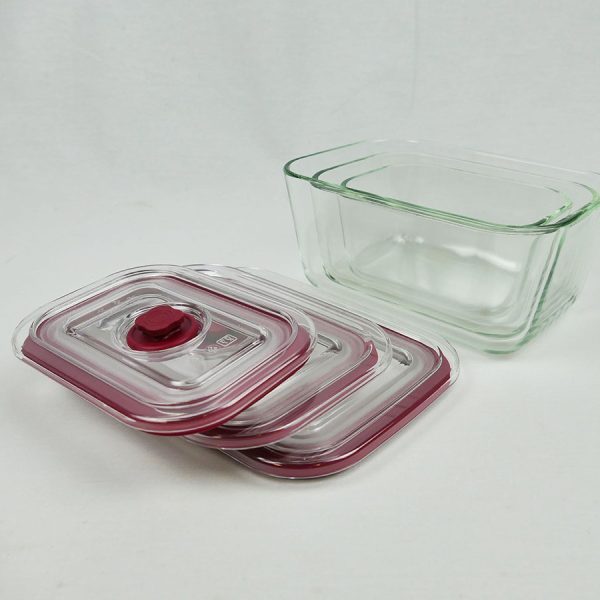 Set de 3 tuppers rectangulares de vidrio de borosilicato con tapa de vacío - Imagen 6