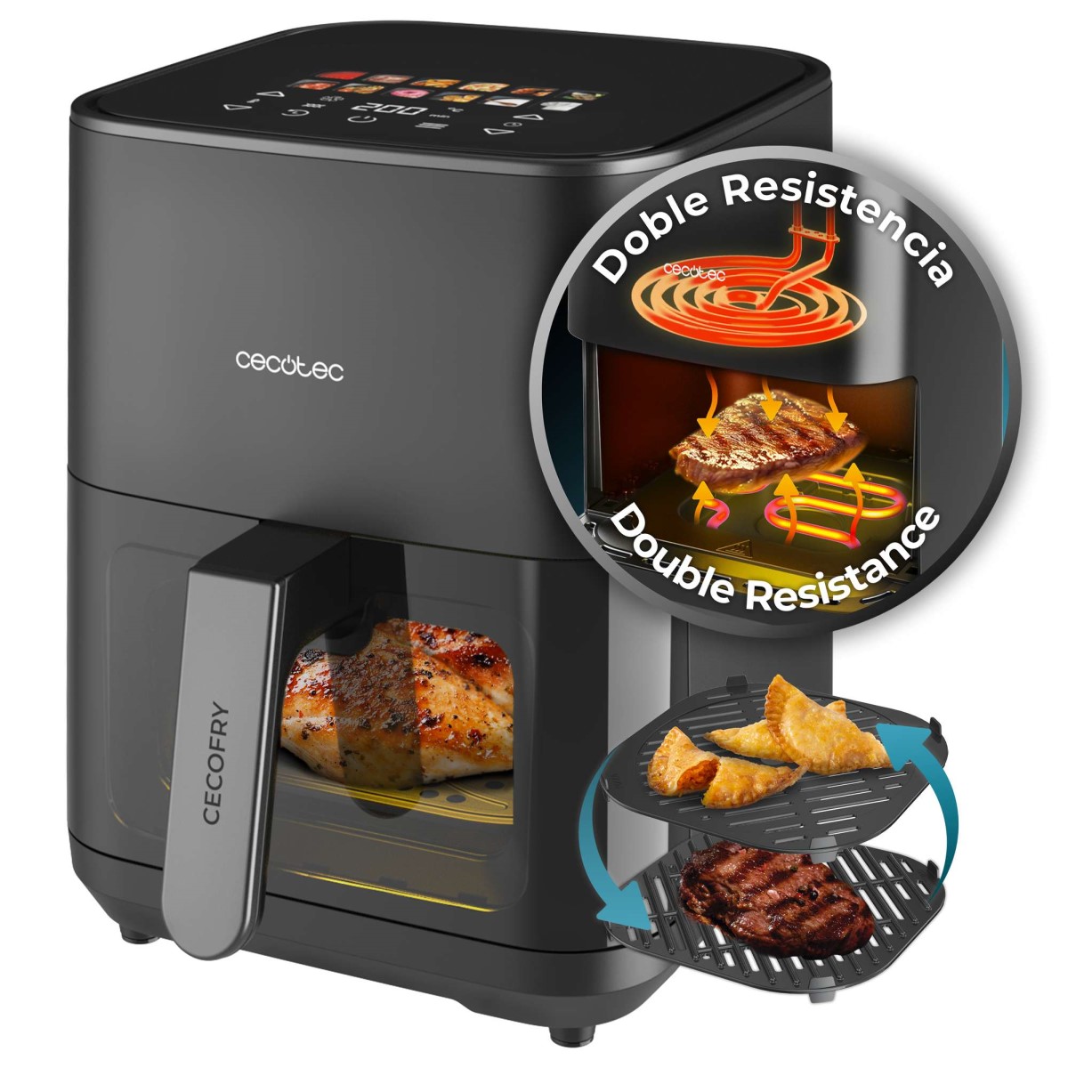 Freidora sin aceite Cecofry&Grill Duoheat 4000 Airfryer- 4 l